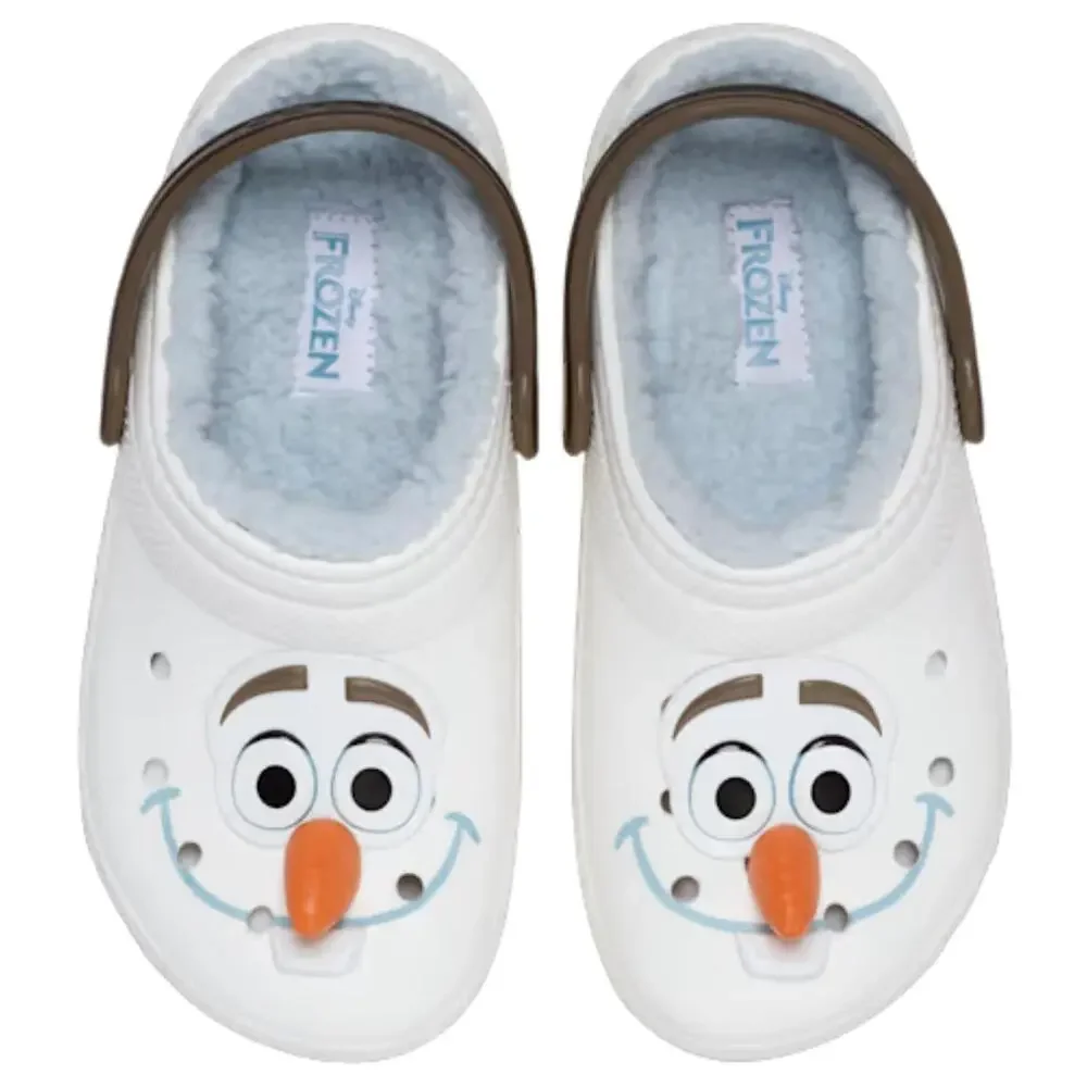 Crocs Frozen Olaf Classics 210236-90H Clogs Toddler White Lined Shoes NIN269